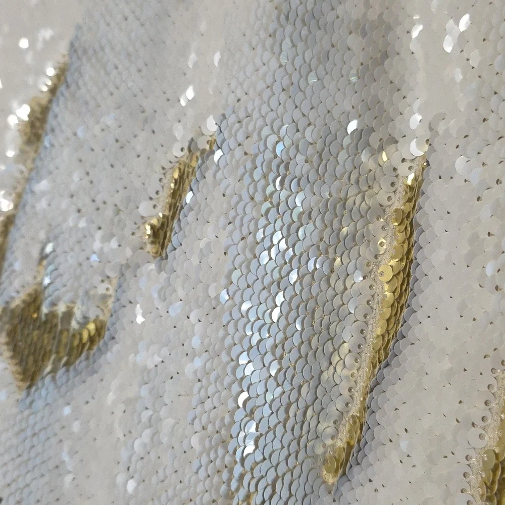 Free People White Gold Sparkle Sequin Mini Dress Size Medium